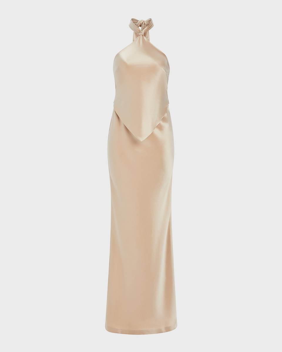 Ester Backless Halter Satin Gown
